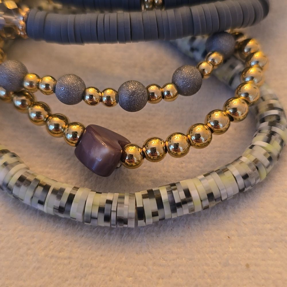 Stacking 5 pc set bracelets gray - Picture 6 of 8